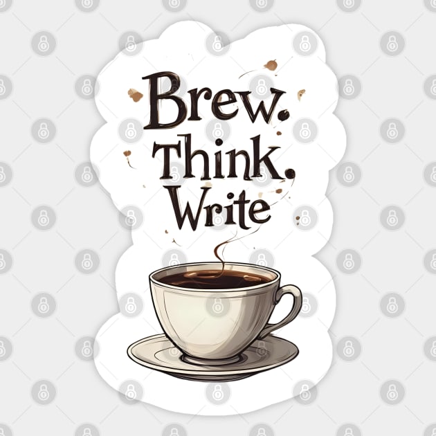 Brew, Think, Write Sticker by Ink Lines